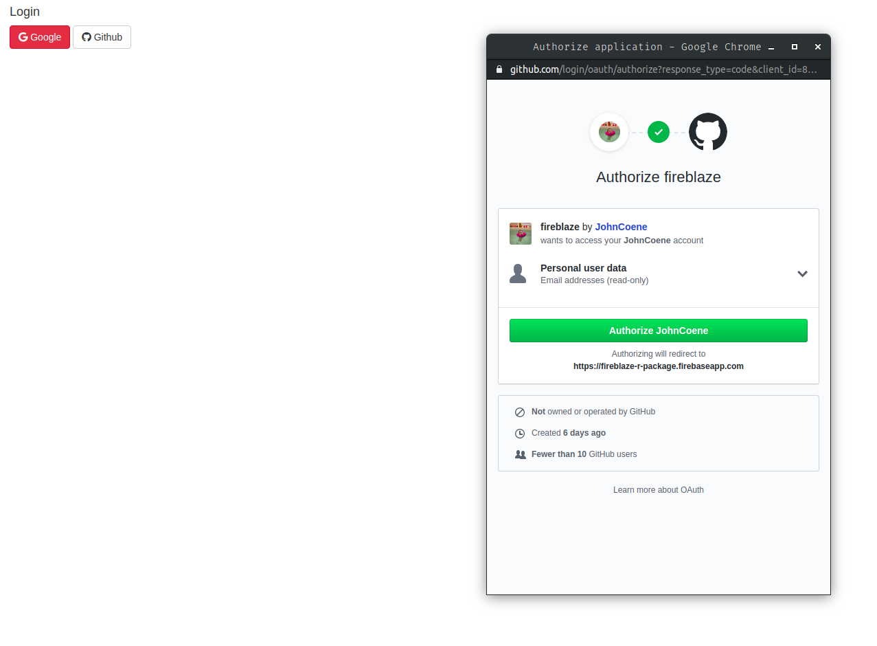Github popup window