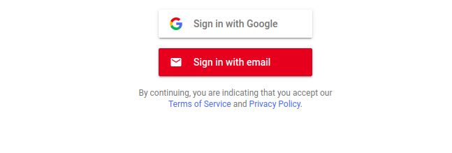 Login with email or Google